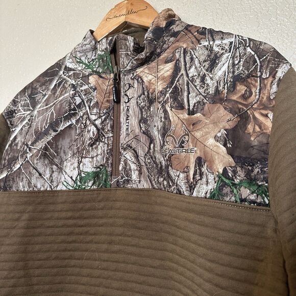 Realtree Camo Men's Quarter 1/4 Zip Pullover  Size XL Brown Camo Camouflage - Picture 2 of 5